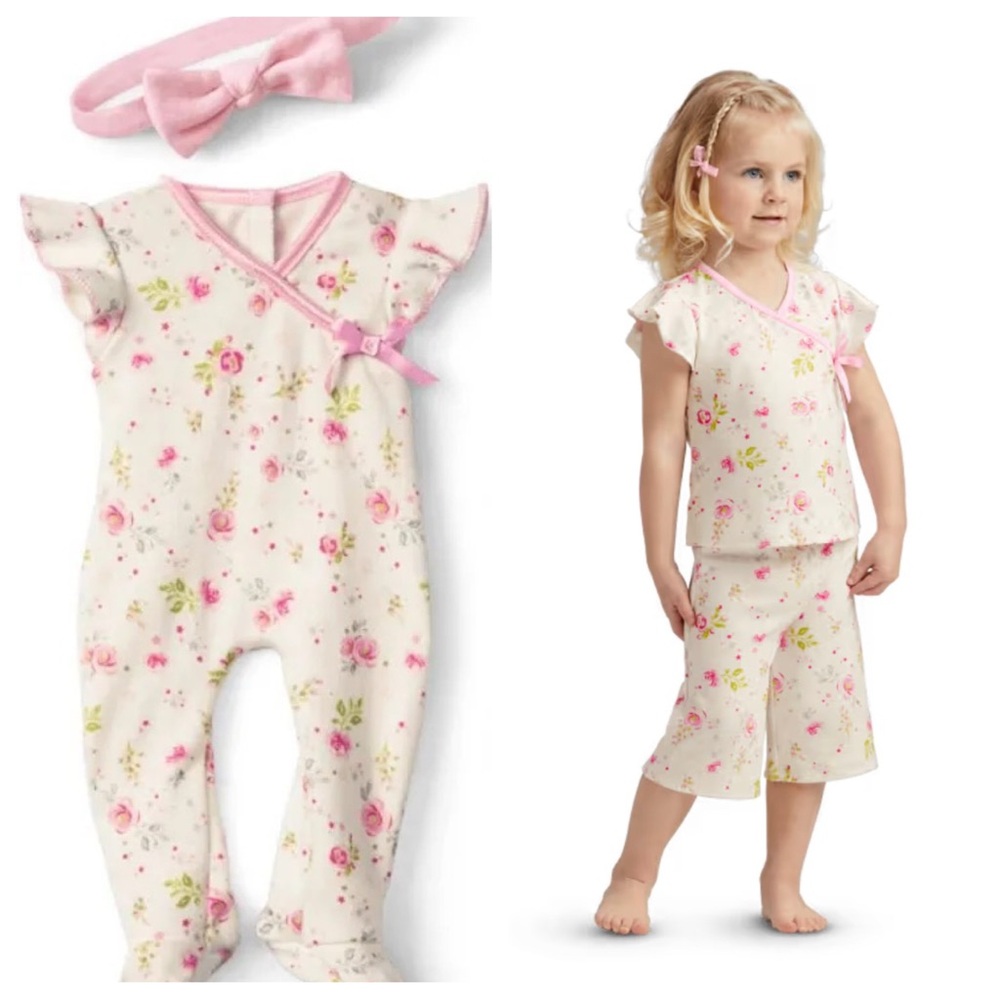 American Girl Beautiful Blooms Bitty Baby matching 3T Pajama Set